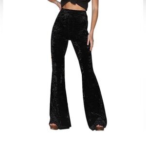 Black velvet stretch bell bottoms